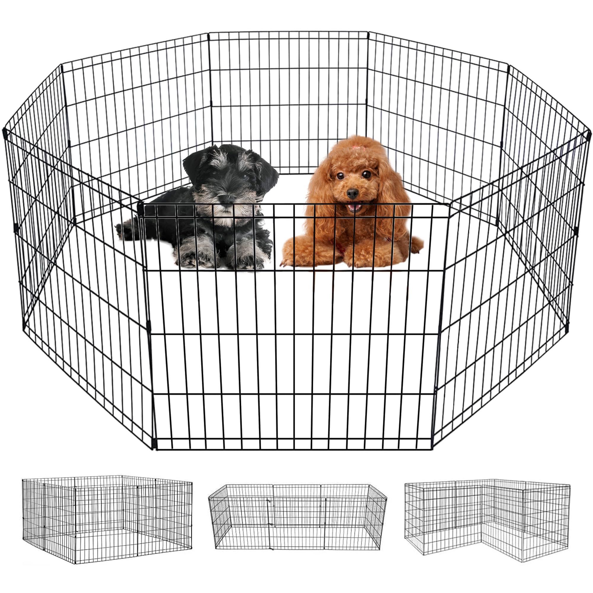 FDW dog pen 24inch assembly view for quick, tool-free setup and portability
