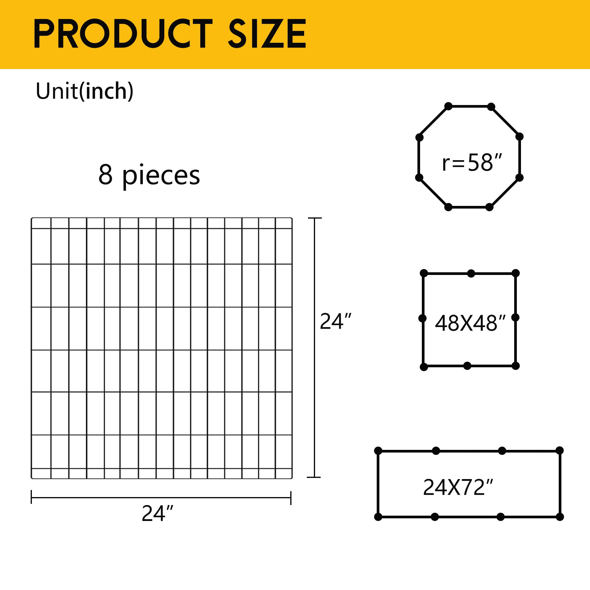 FDW dog pen multi-shape config supports square, rectangle, octagon layouts