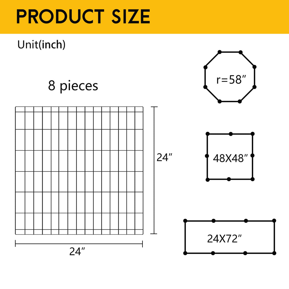 FDW dog pen multi-shape config supports square, rectangle, octagon layouts