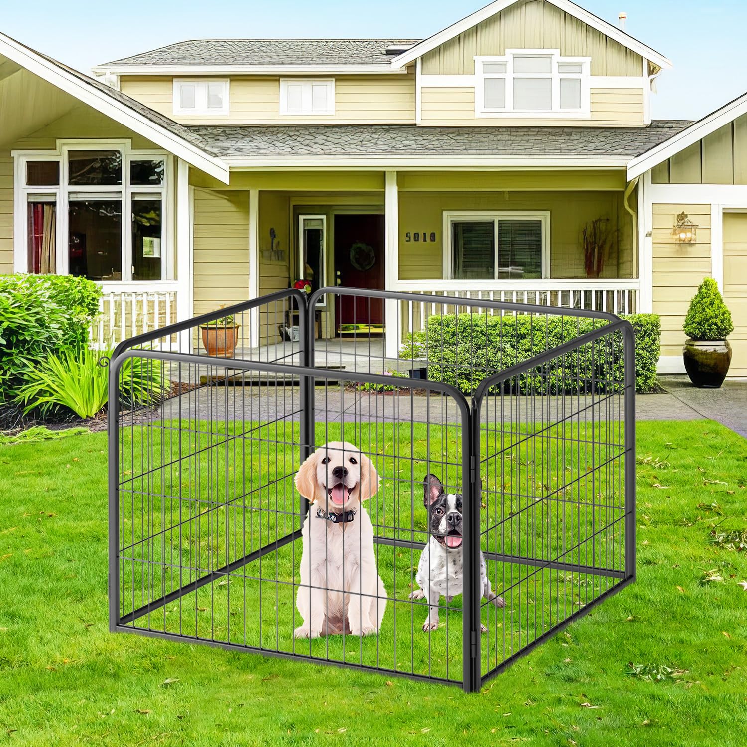 FDW dog playpen with rust-resistant metal frame for durable outdoor use