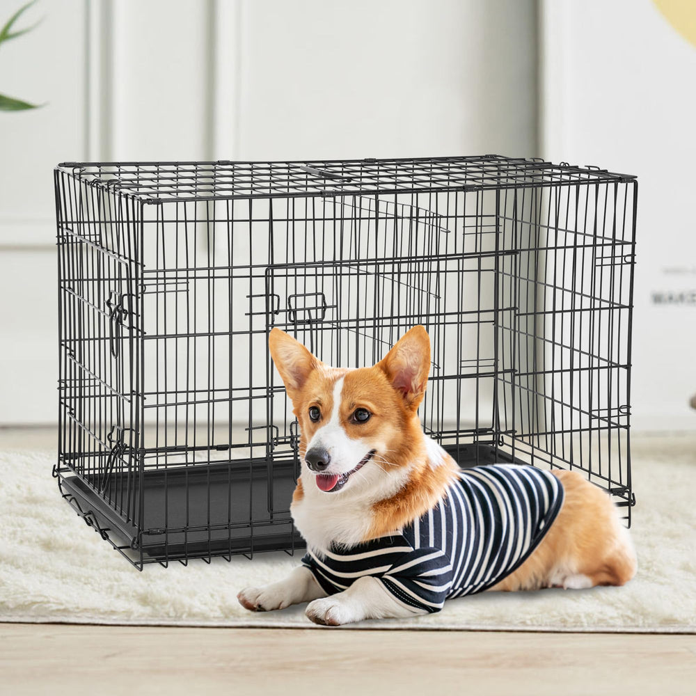 FDW dog crate with front and side double doors for easy access.