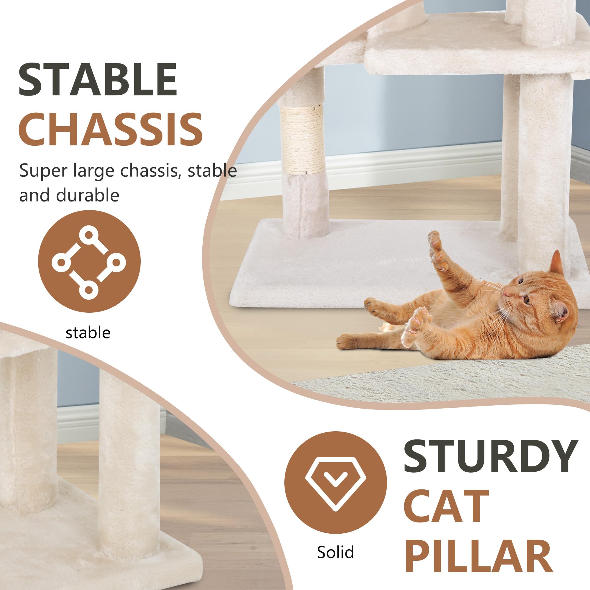 FDW beige cat tree is easy to assemble for quick setup