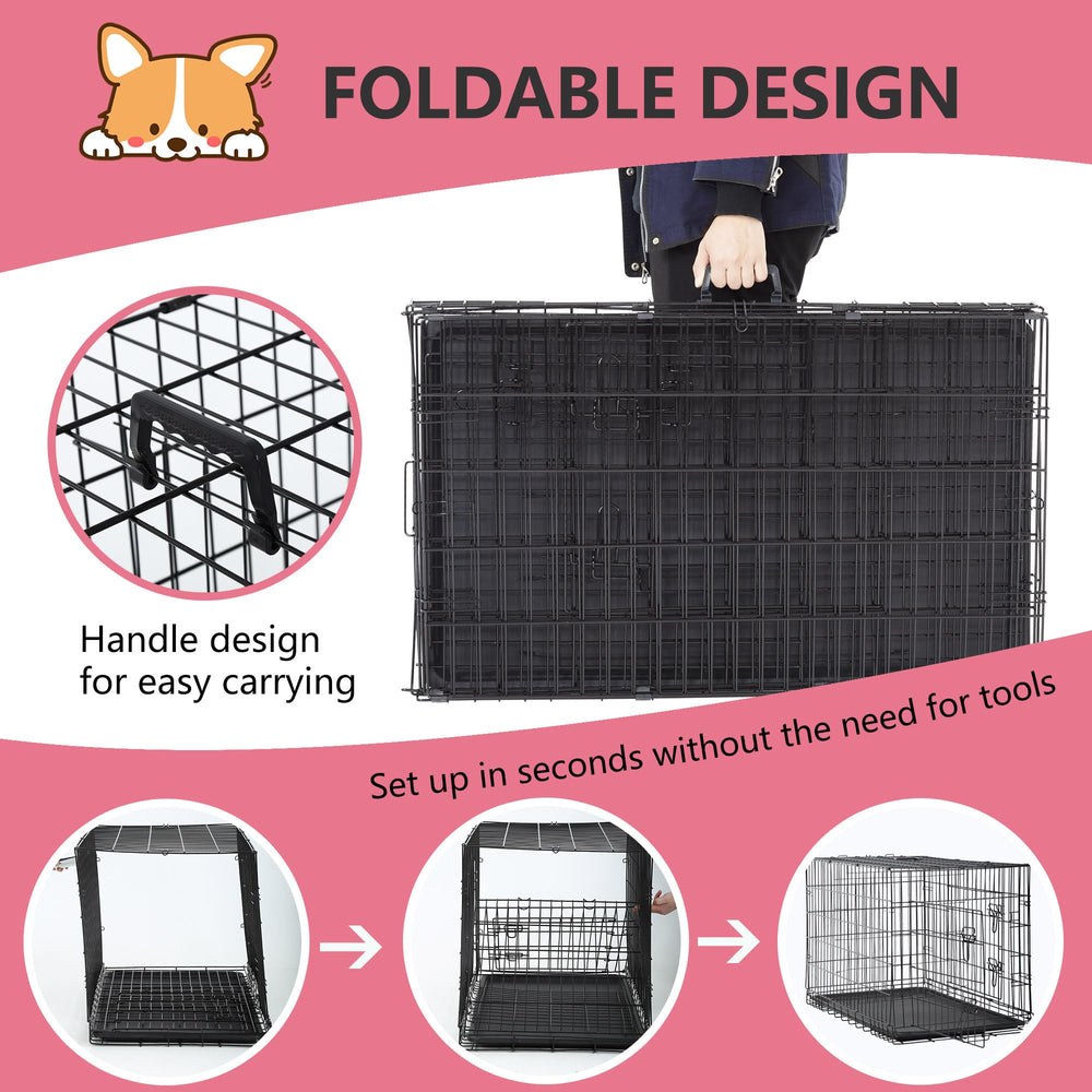 FDW extra-large dog crate double-doors enable versatile entry options.