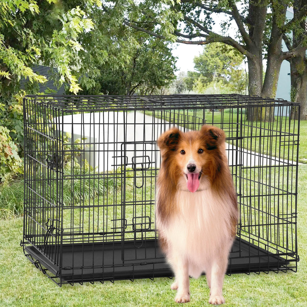FDW extra-large dog crate side-door entry shows flexible placement for calm dogs.