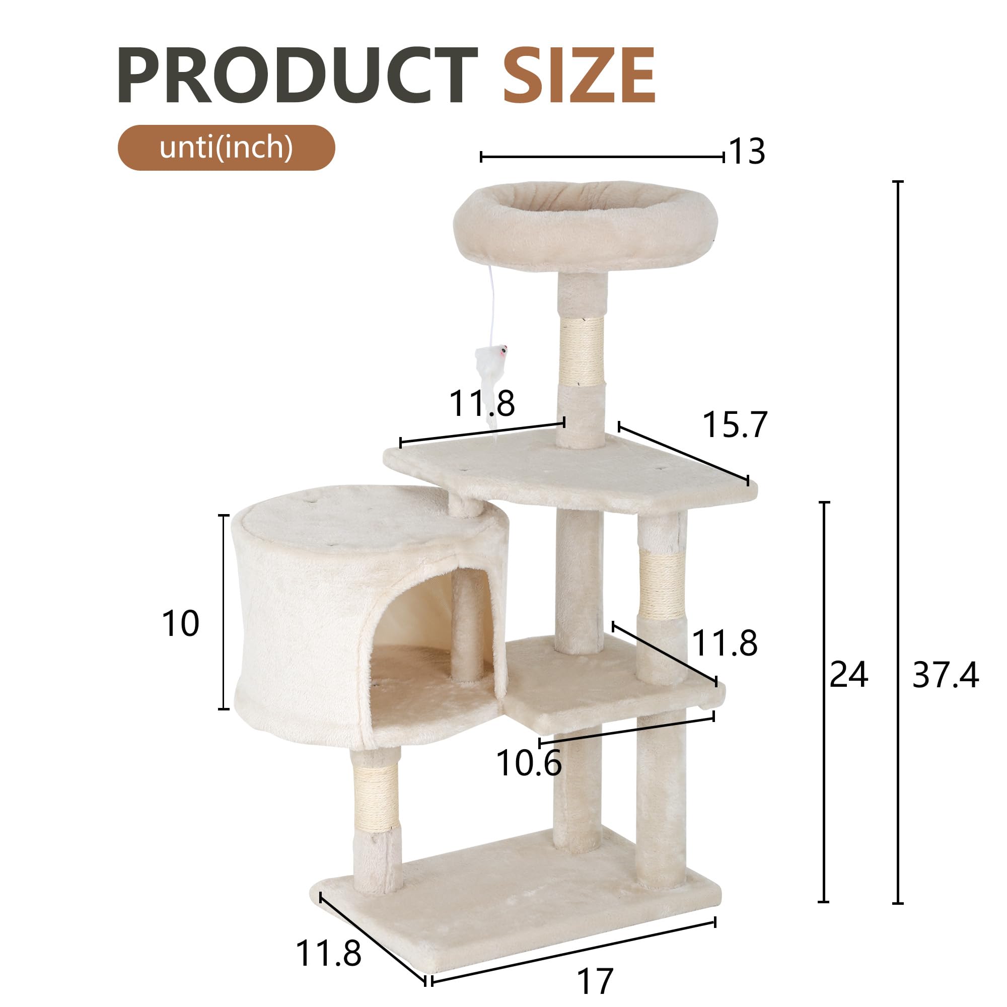 FDW cat tree suitable for kittens and adult cats for climbing and resting