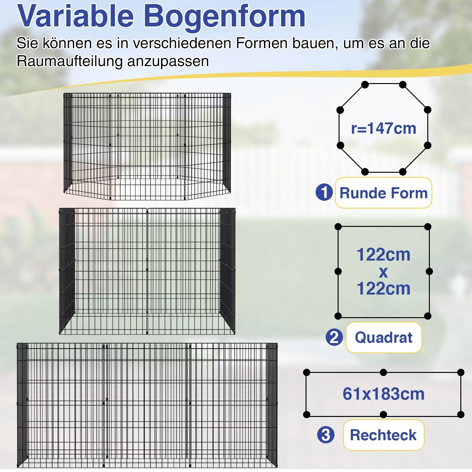 FDW sturdy 8-panel dog pen design supports various shapes and pet sizes