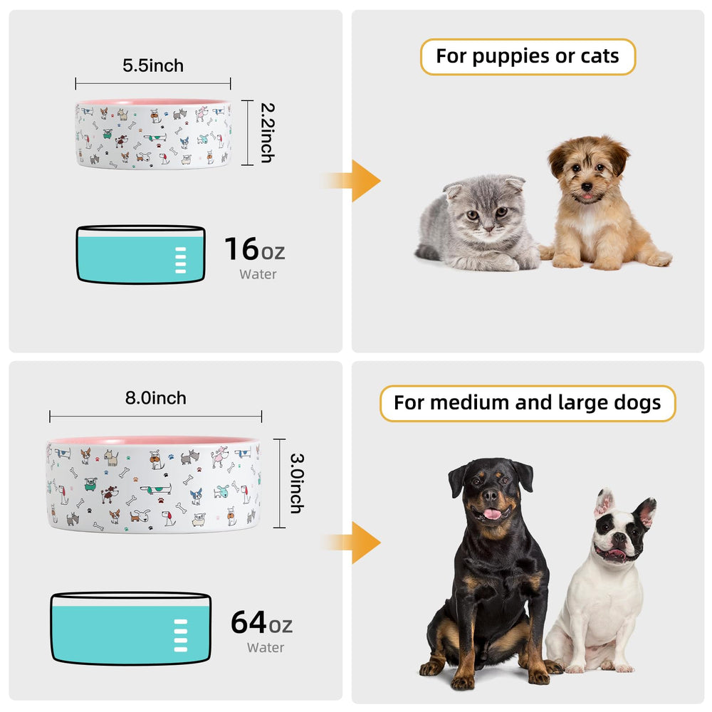 FE FUN ELEMENTS ceramic bowl, 16 oz capacity, perfect for meals or water for small dogs.