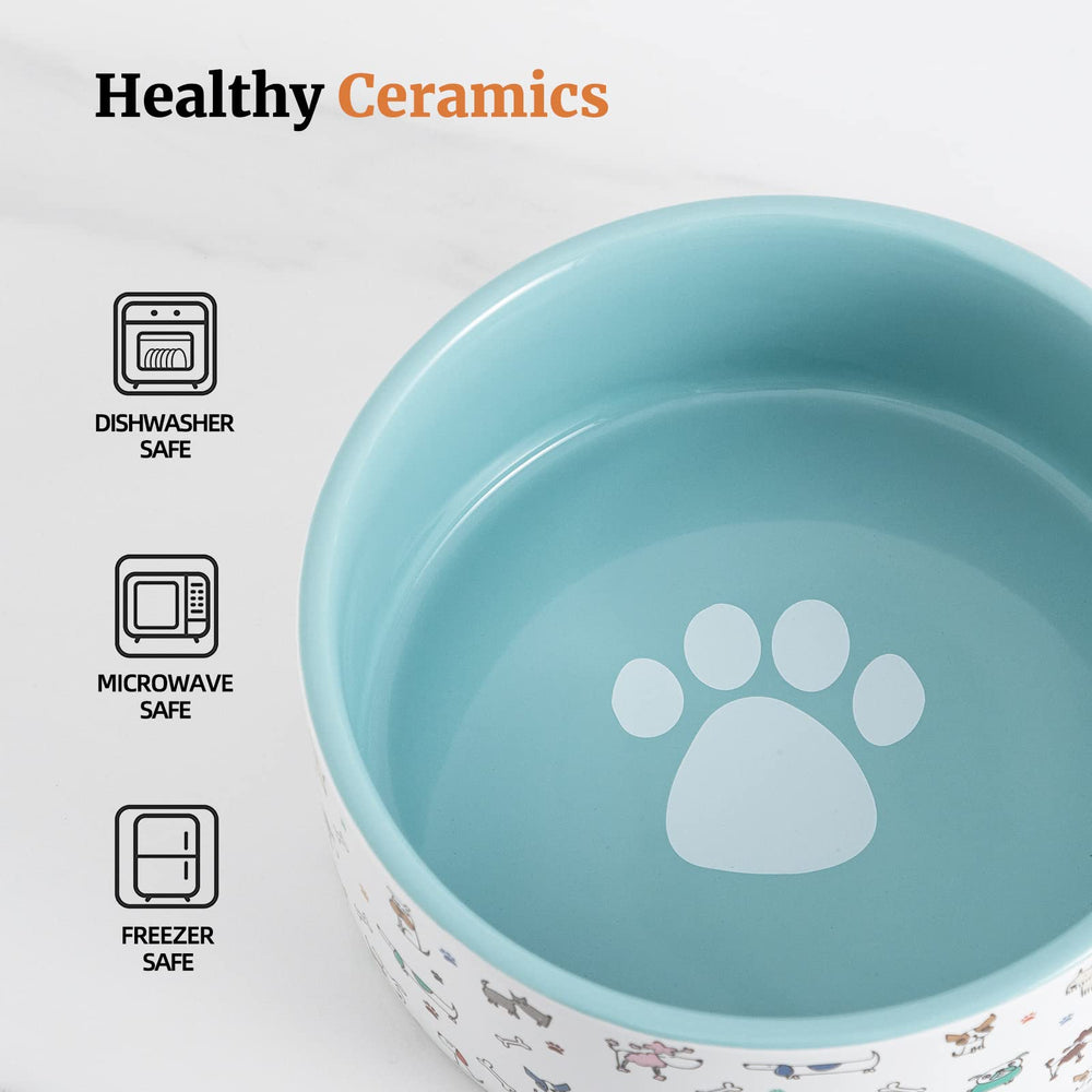 FE FUN ELEMENTS ceramic dog bowl 64 oz capacity, ideal for water or food.