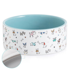 FE FUN ELEMENTS ceramic dog bowl with blue pattern for small dogs at mealtime