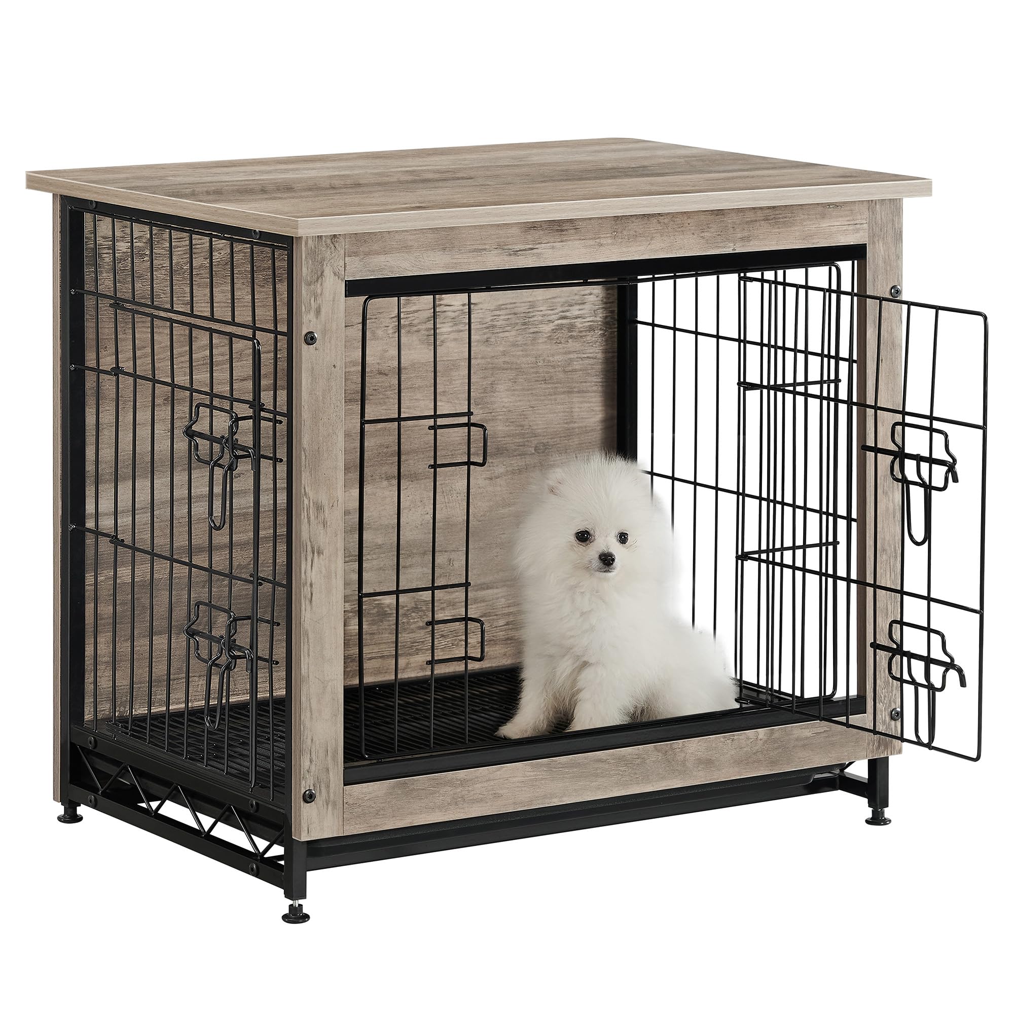 Feandrea 27.2-inch dog crate furniture used as a chic side table in a living room