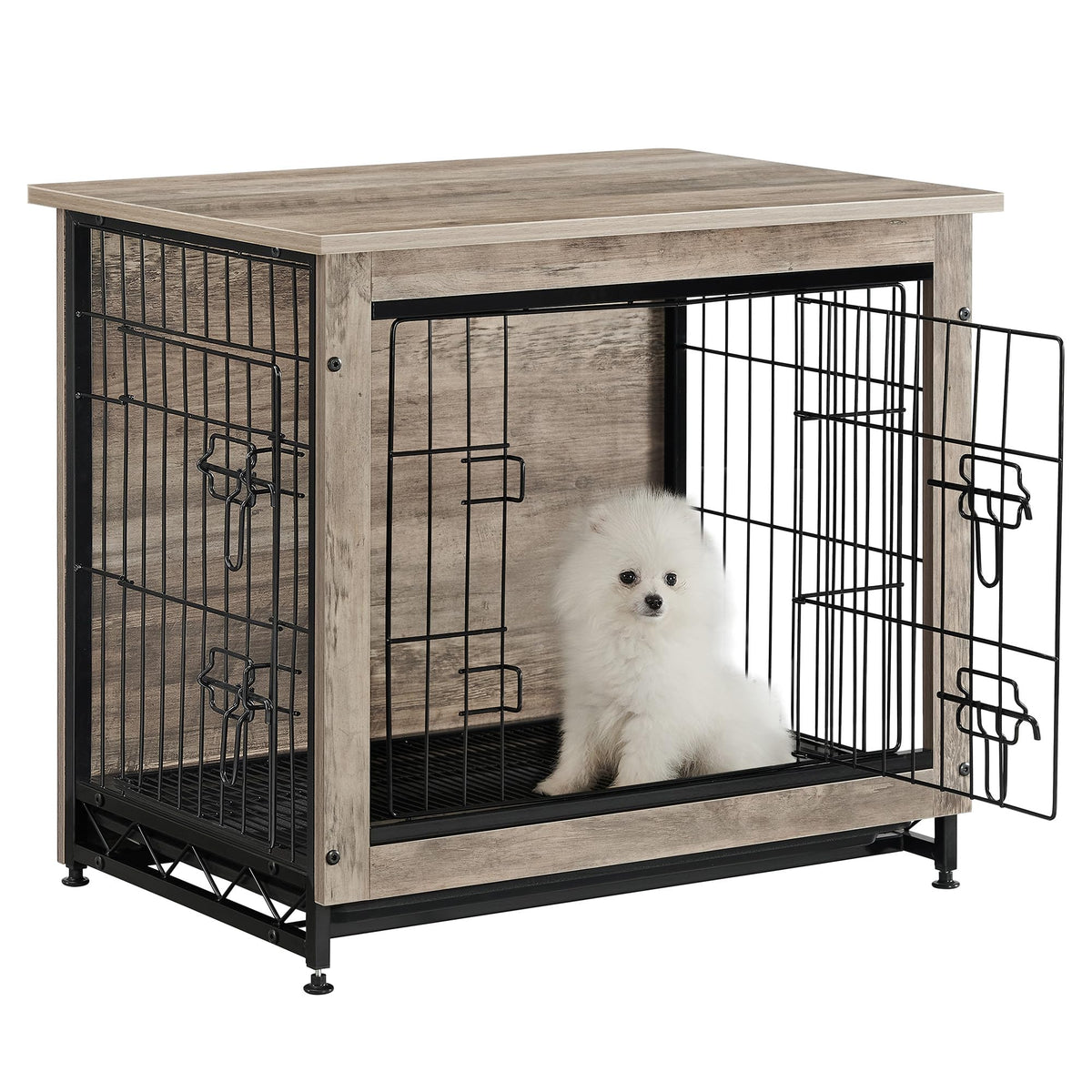 Feandrea 27.2-inch dog crate furniture used as a chic side table in a living room