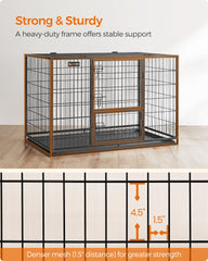 Feandrea 48inch dog crate double doors for easy access.
