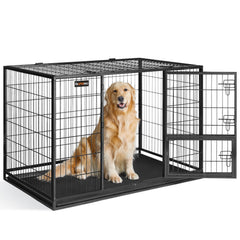 Feandrea 48inch dog crate front view, sturdy and safe for large dogs.