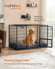 Feandrea 48inch dog crate side view with spacious interior.