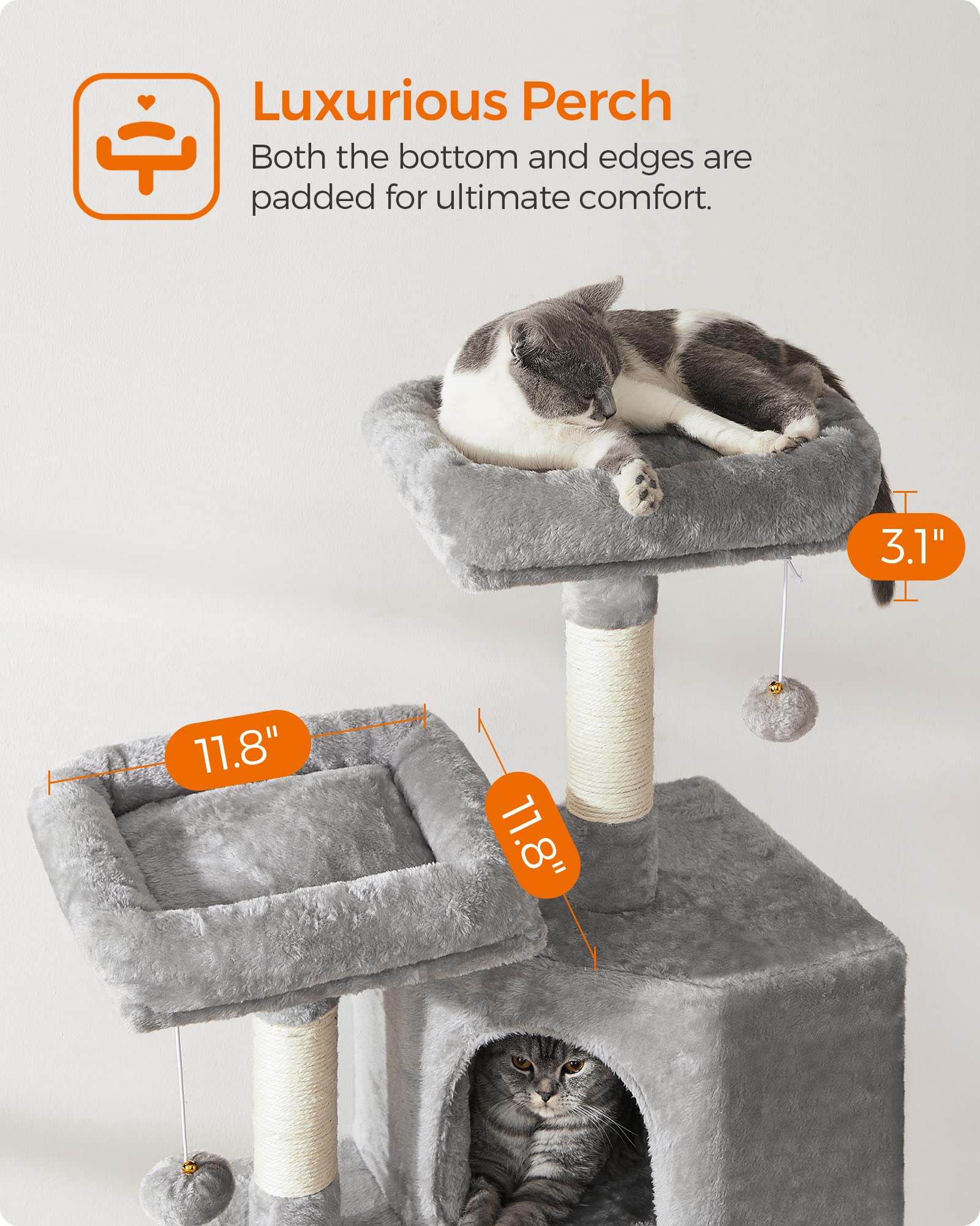 Feandrea Cat Condo spacious cave offers a cozy hideaway.