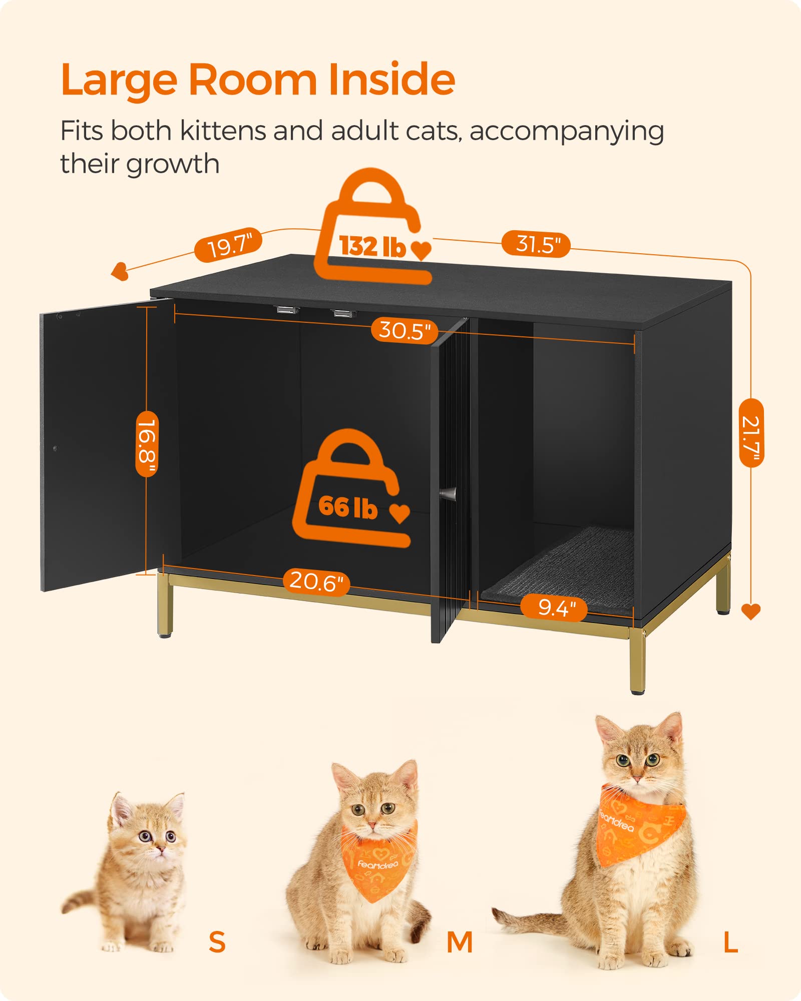 Clear assembly guide for Feandrea cat litter box cabinet