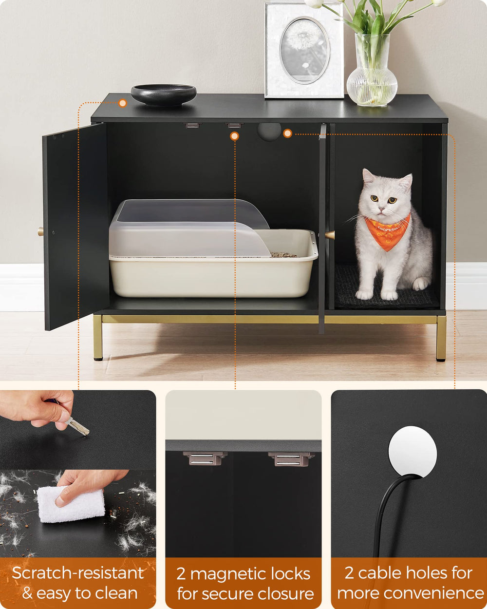 Modern Feandrea design with black and gold finish
