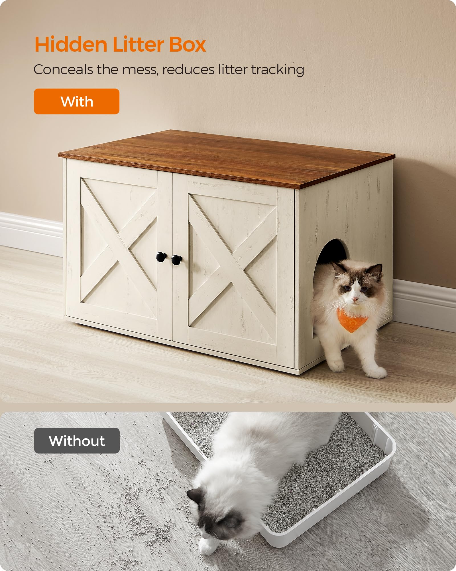 Feandrea end table top conceals litter while offering surface space