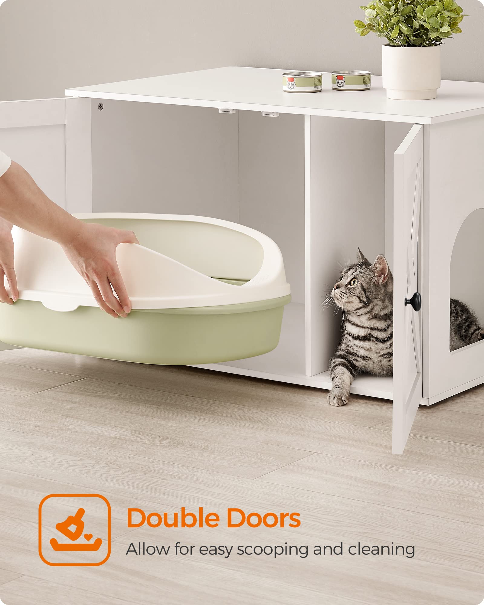 Feandrea hidden cabinet image highlights tidy, contained litter area.