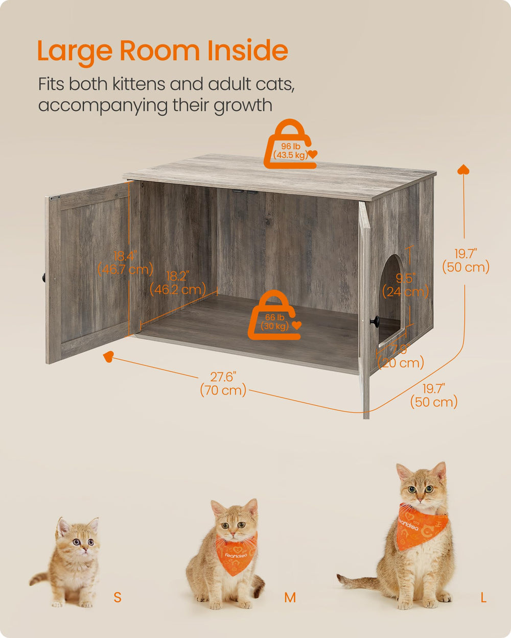 Feandrea enclosure in use showcases easy access and cleaning-friendly interior.