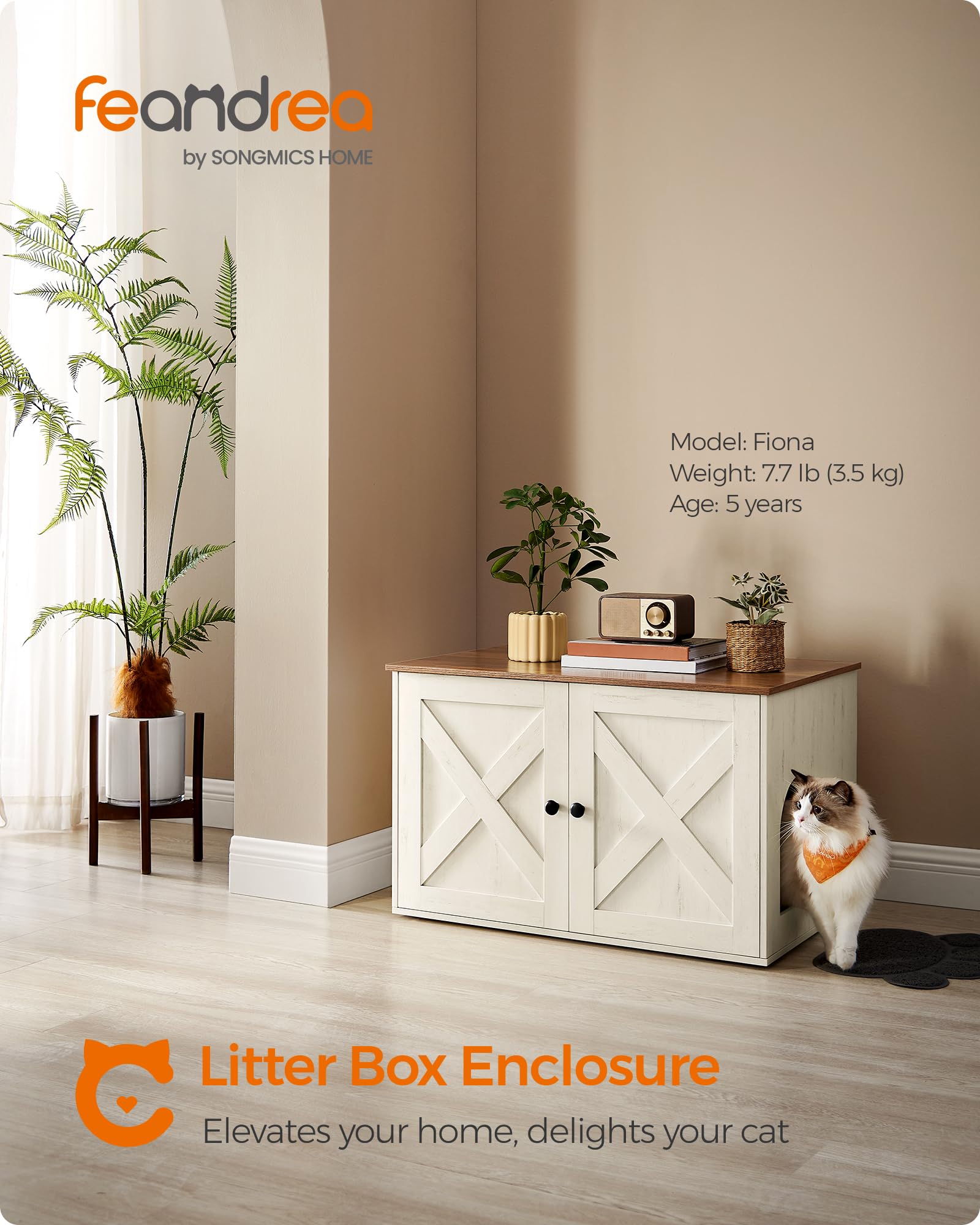 Feandrea enclosure open door for easy cleaning access