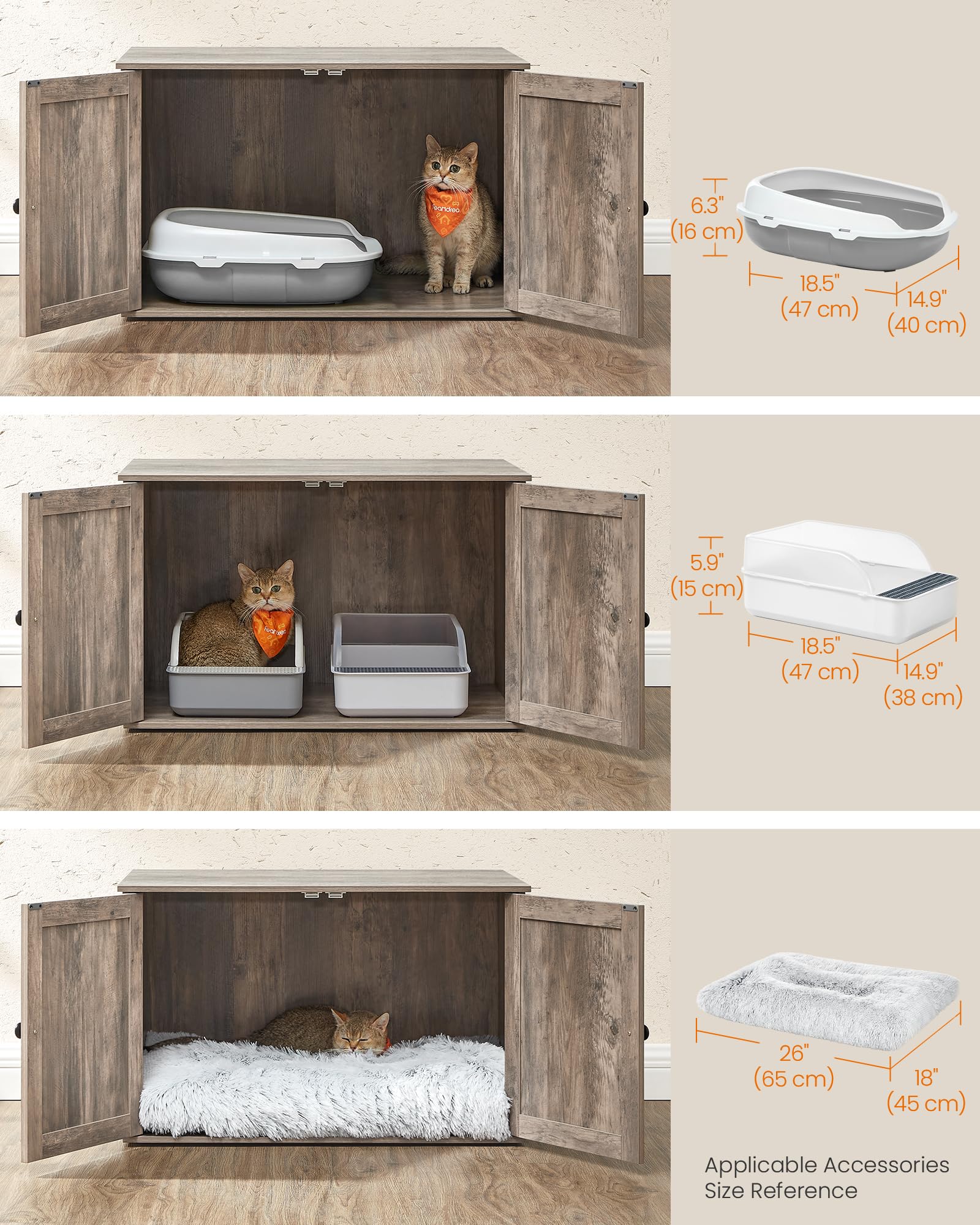 Feandrea open doors reveal private litter nook with smooth entry.