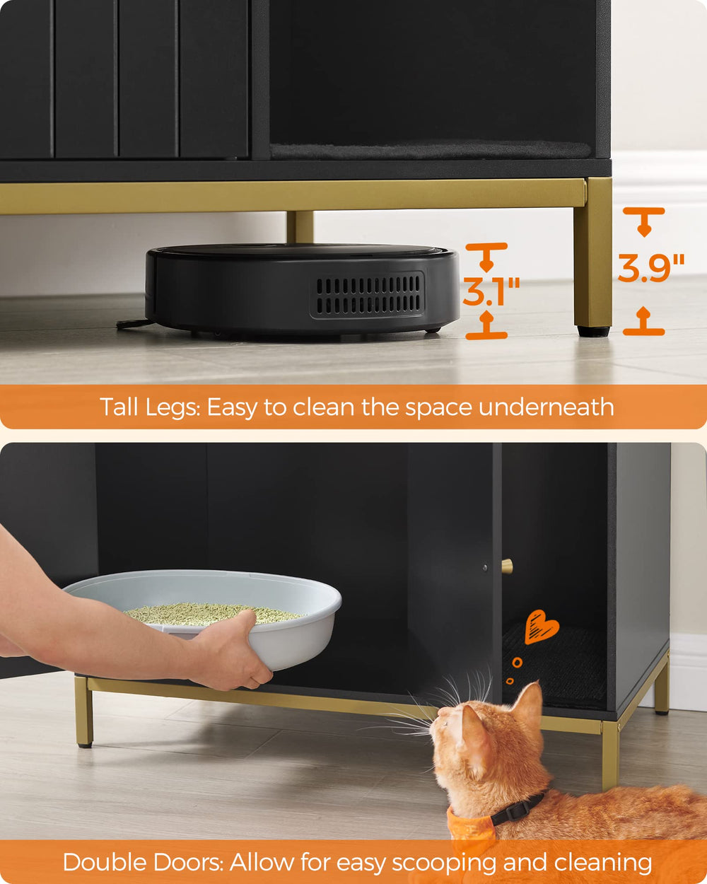 Top surface doubles as a stylish side table with Feandrea enclosure