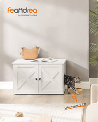 Feandrea cat litter box enclosure side view showing compact hidden cabinet.
