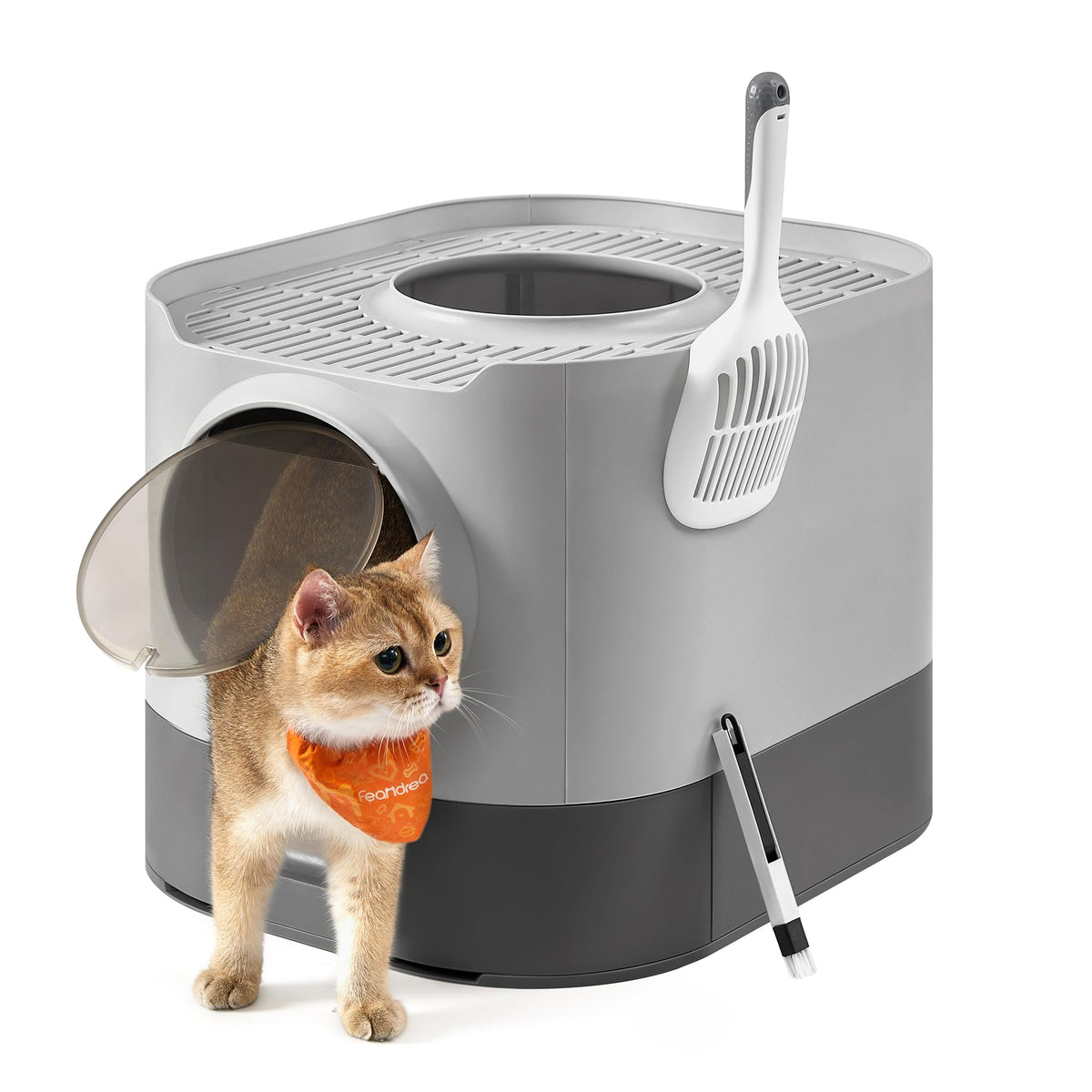 Feandrea cat litter box with lid and slide-out tray for easy cleaning