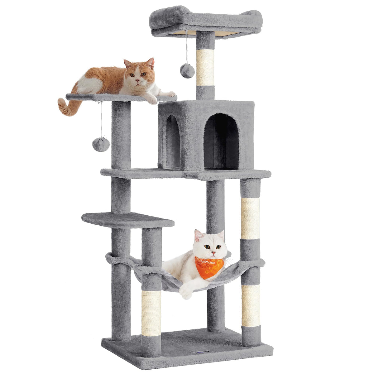 Feandrea cat tree 55.1-inch tower with perches, ideal for multi-cat lounging
