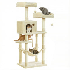 Feandrea Cat Tree 56-inch tower with plush top perches for two cats