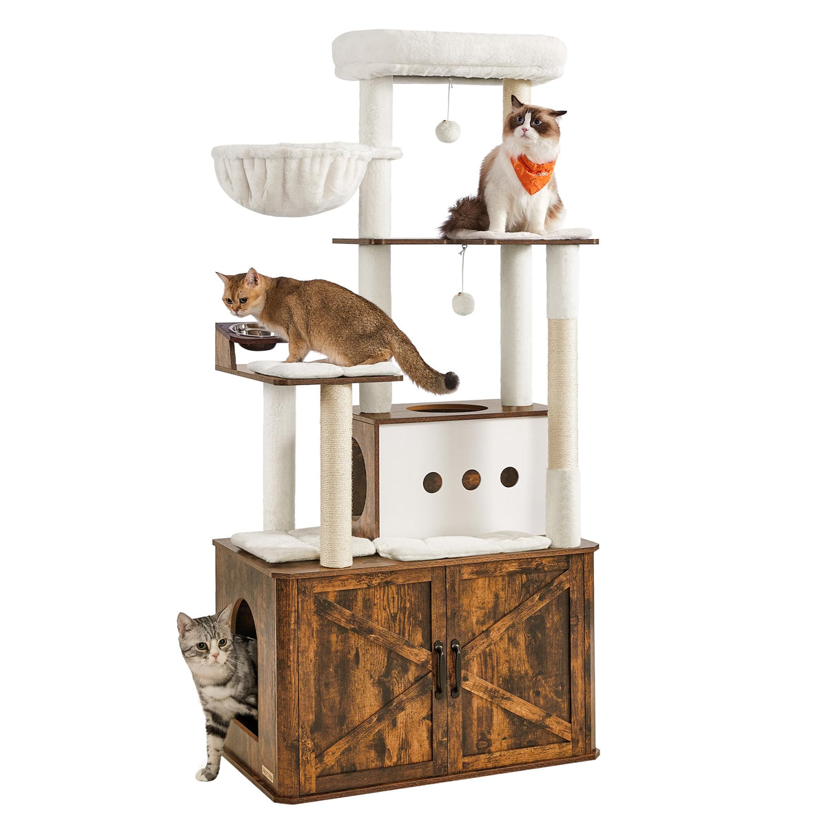 Feandrea Cat Tree 66.9-inch tower offers a vertical playground for active cats.