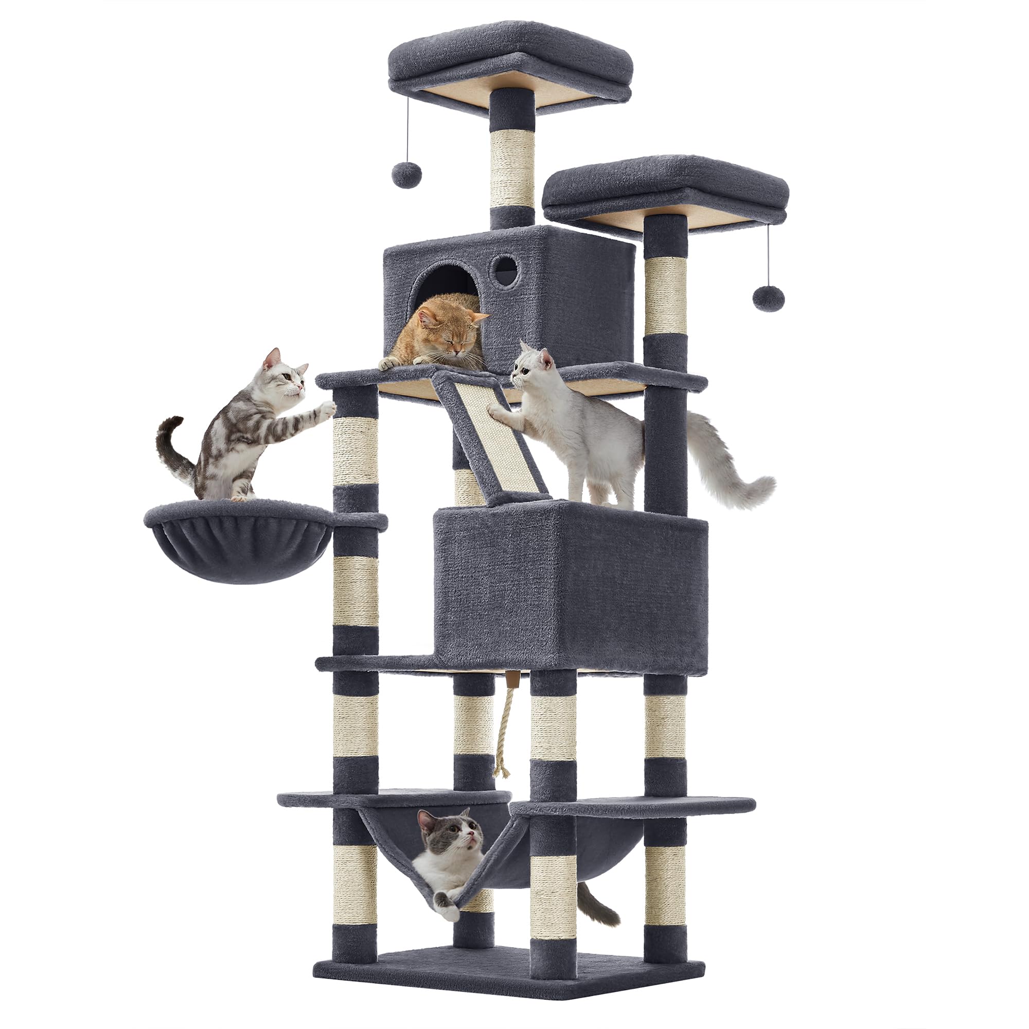 Feandrea cat tree 66-inch tall provides a high perch for active cats.