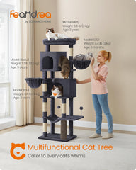 Feandrea cat tree private caves provide cozy hideaways for cats.