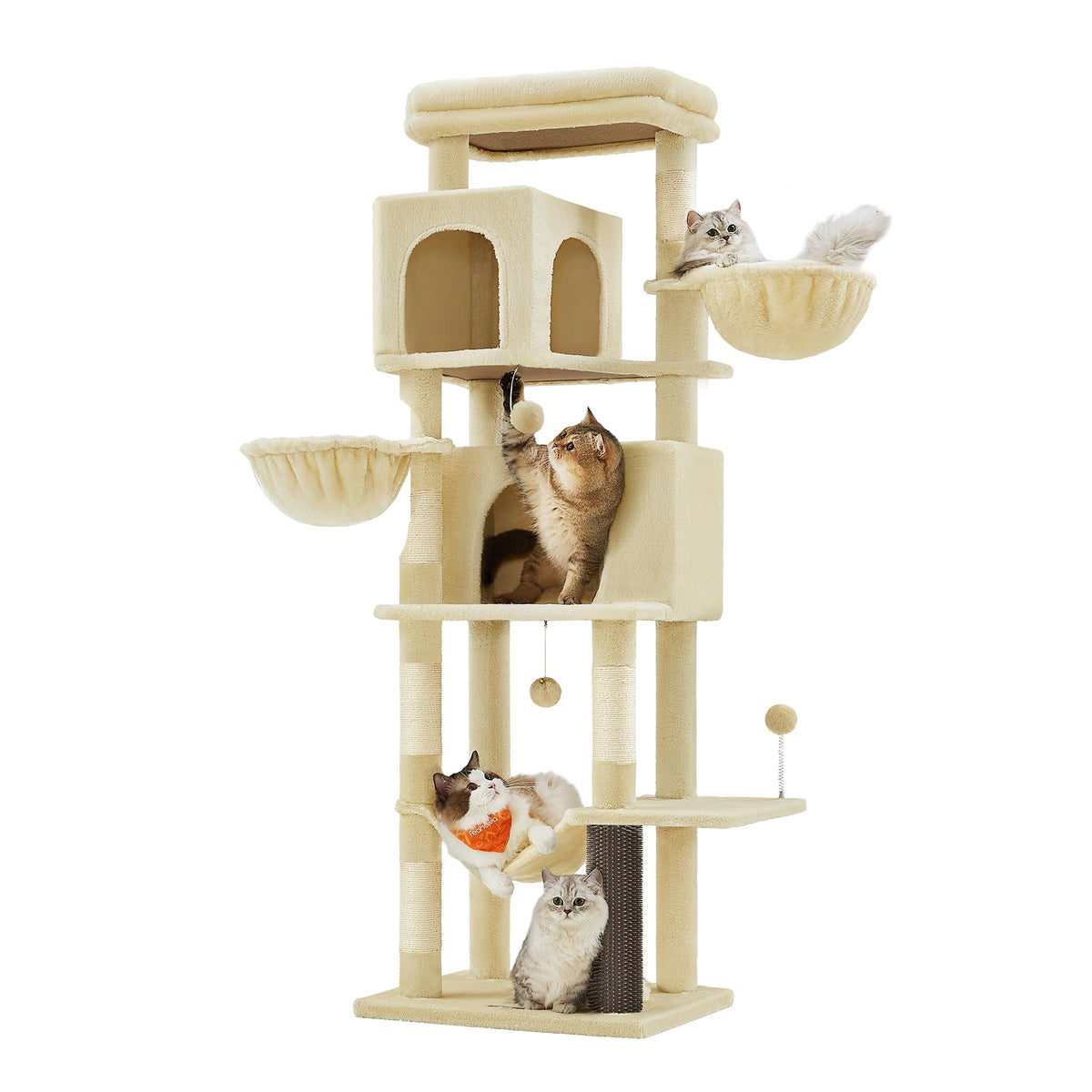 Feandrea 69-inch cat tree base wrapped in plush for cozy lounging