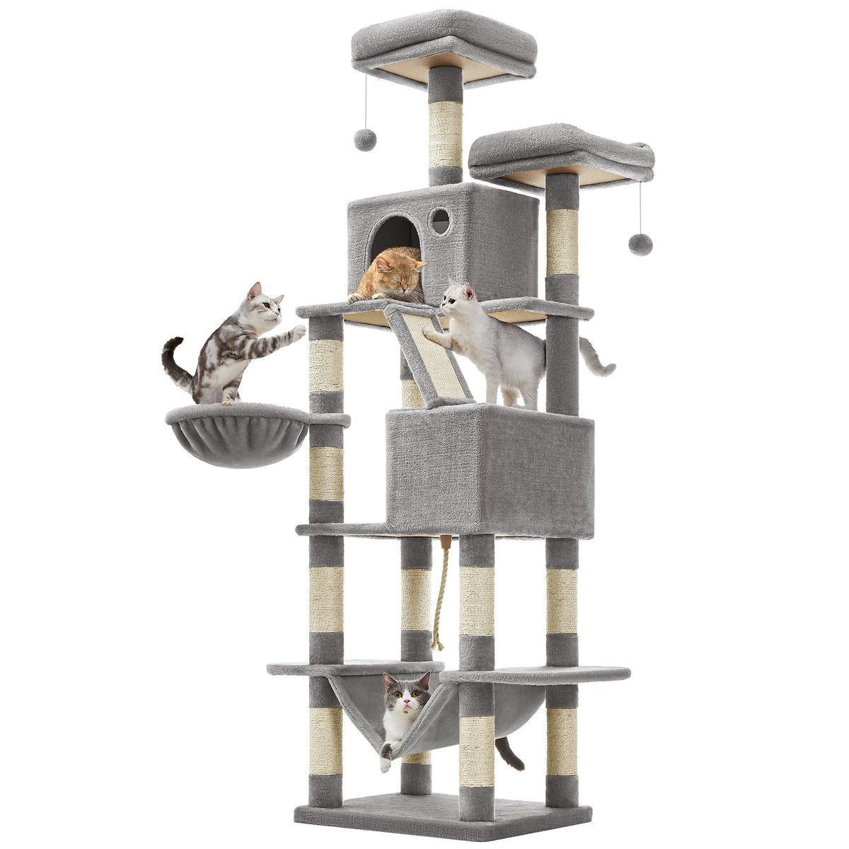 Feandrea cat tree tall 81.1-inch height for vertical climbing and viewing.