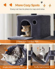 Feandrea cat tree anti-tip base ensures stable play