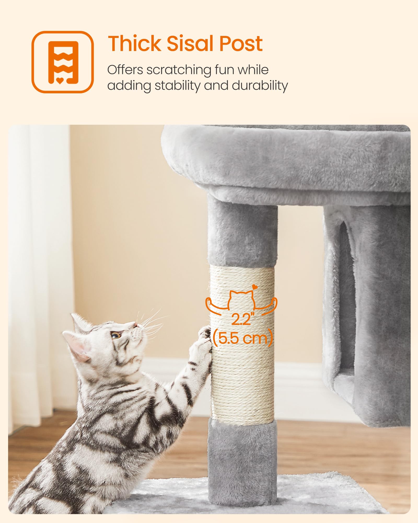 Feandrea cat tree anti-tip base for stability