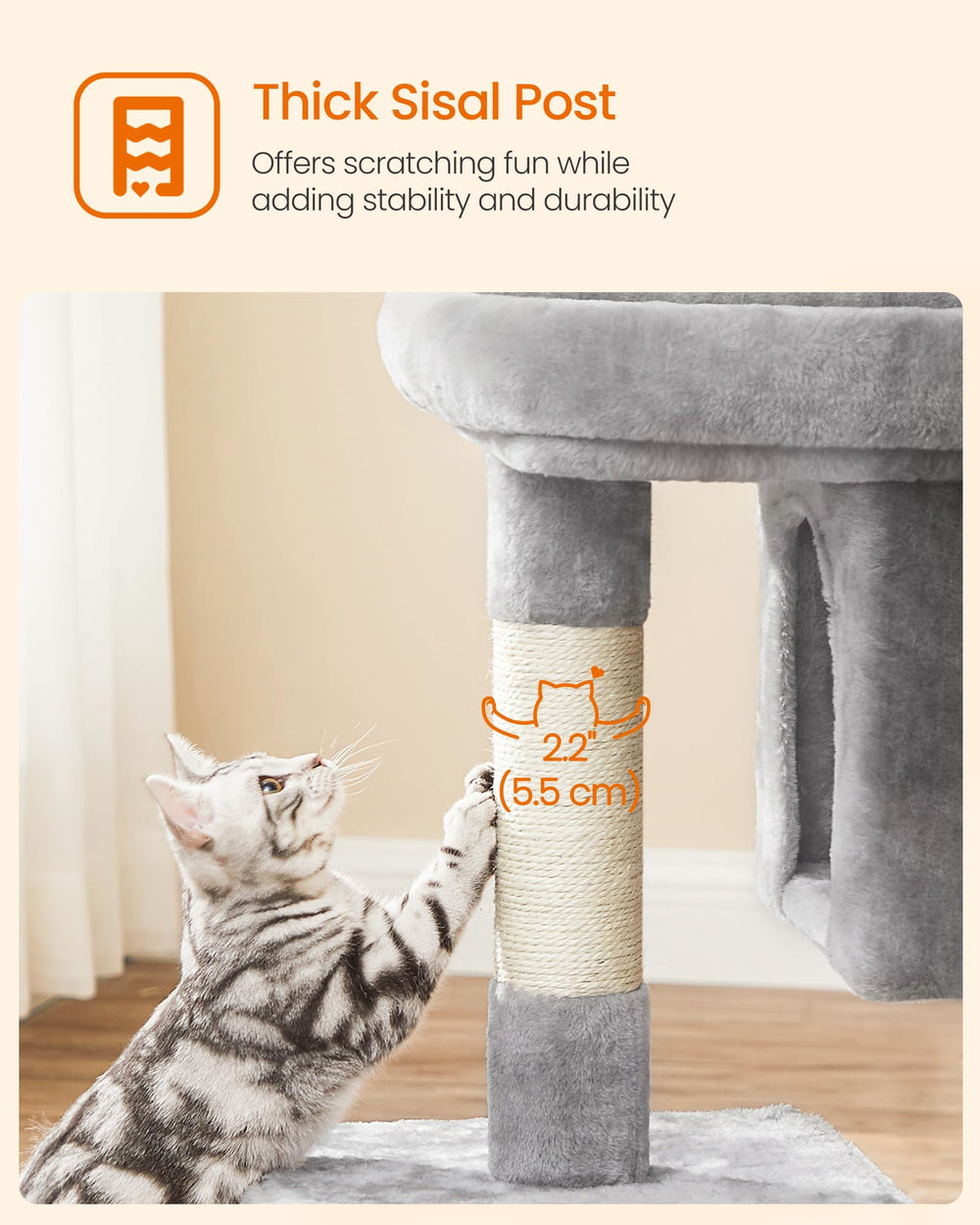 Feandrea cat tree anti-tip base for stability