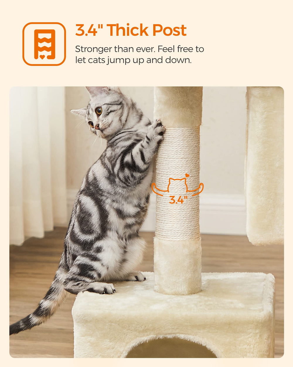 Feandrea cat tree anti-tip kit enhances safety.
