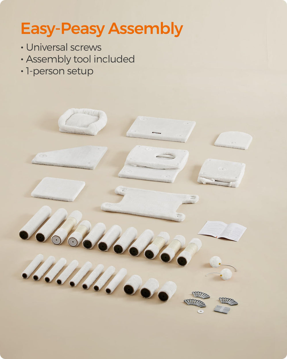 Feandrea anti-tip kit keeps the tall cat tree stable.