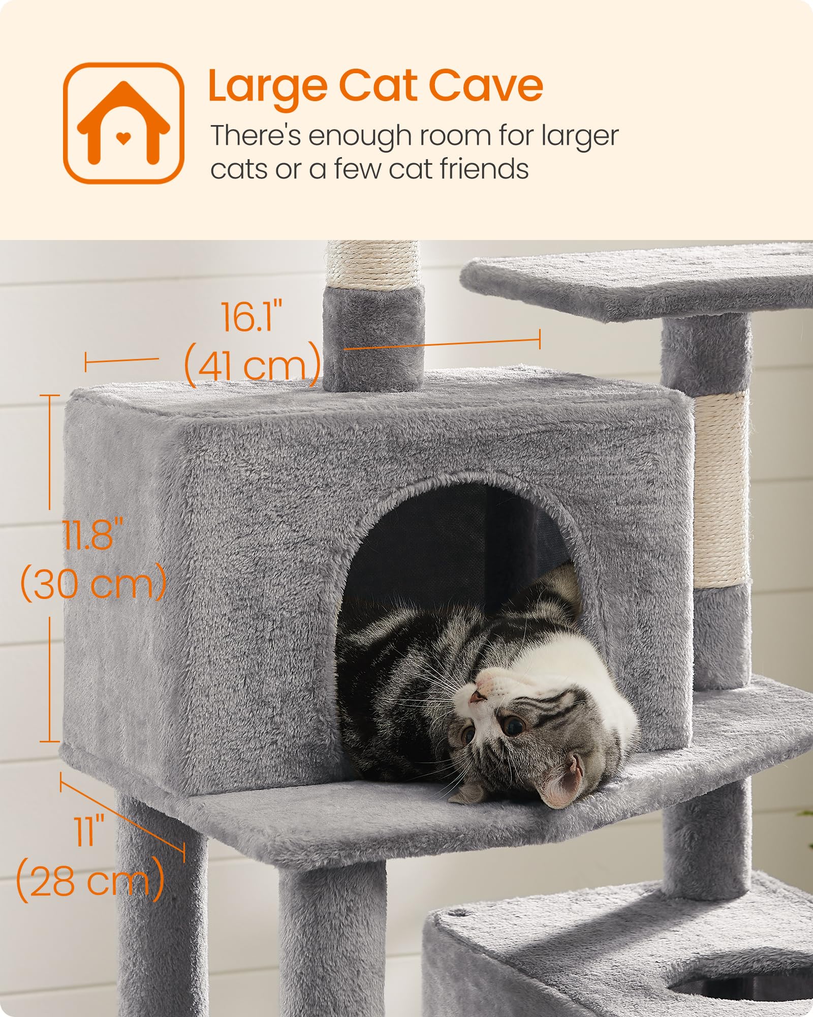 Feandrea Cat Tree anti-tip kit enhances stability during adventures.
