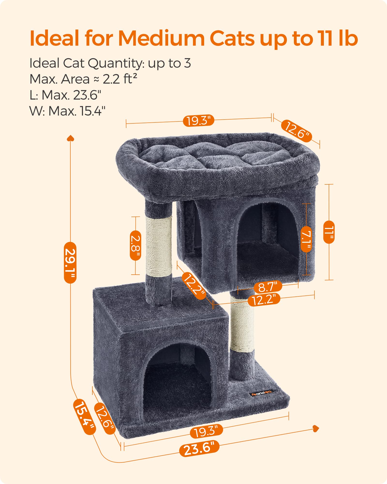 Feandrea cat tree assembly steps with universal screws for quick setup