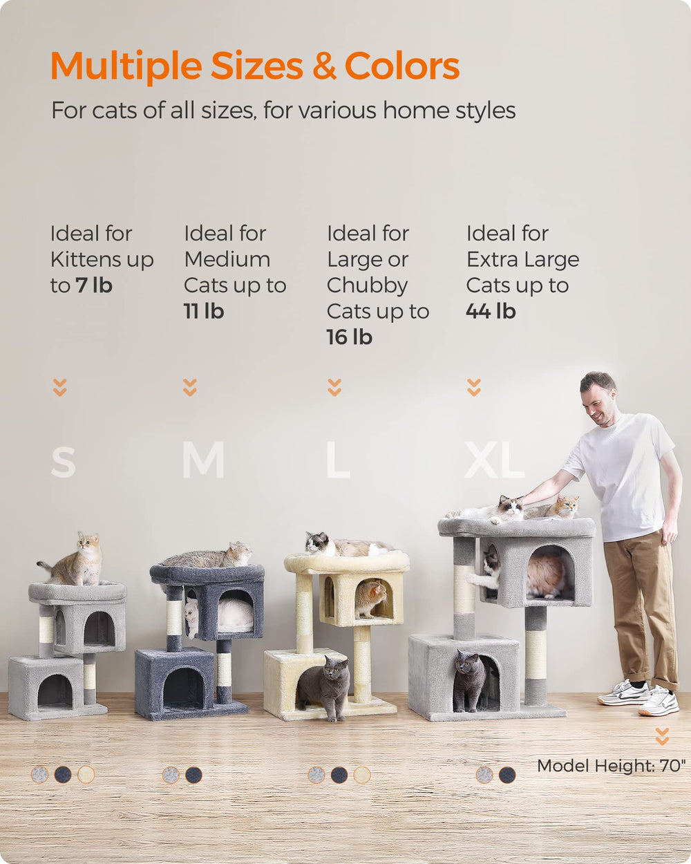Feandrea cat tree assembly guide shows quick setup.