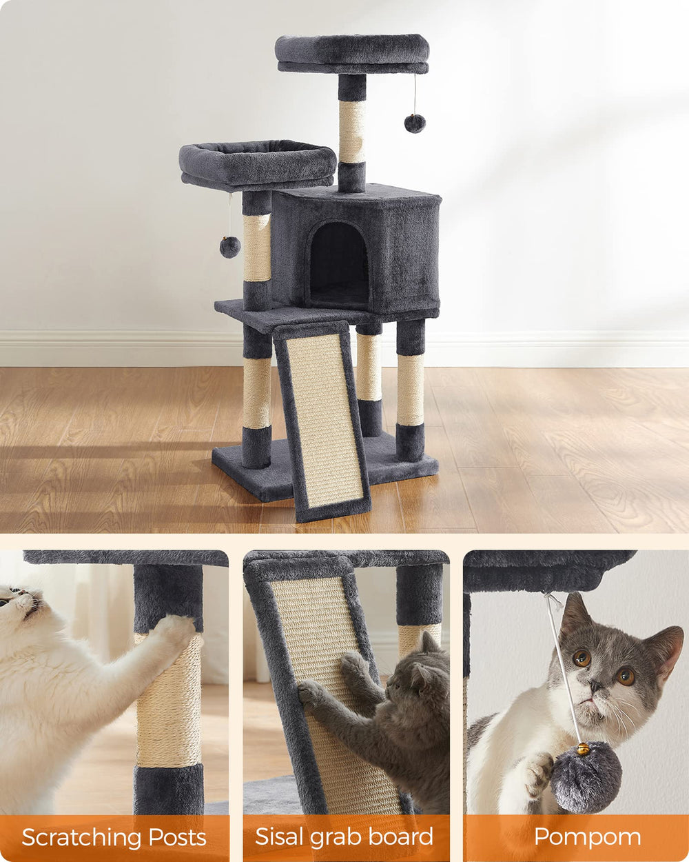 Feandrea Cat Tree Quick Assembly helps you set up fast.