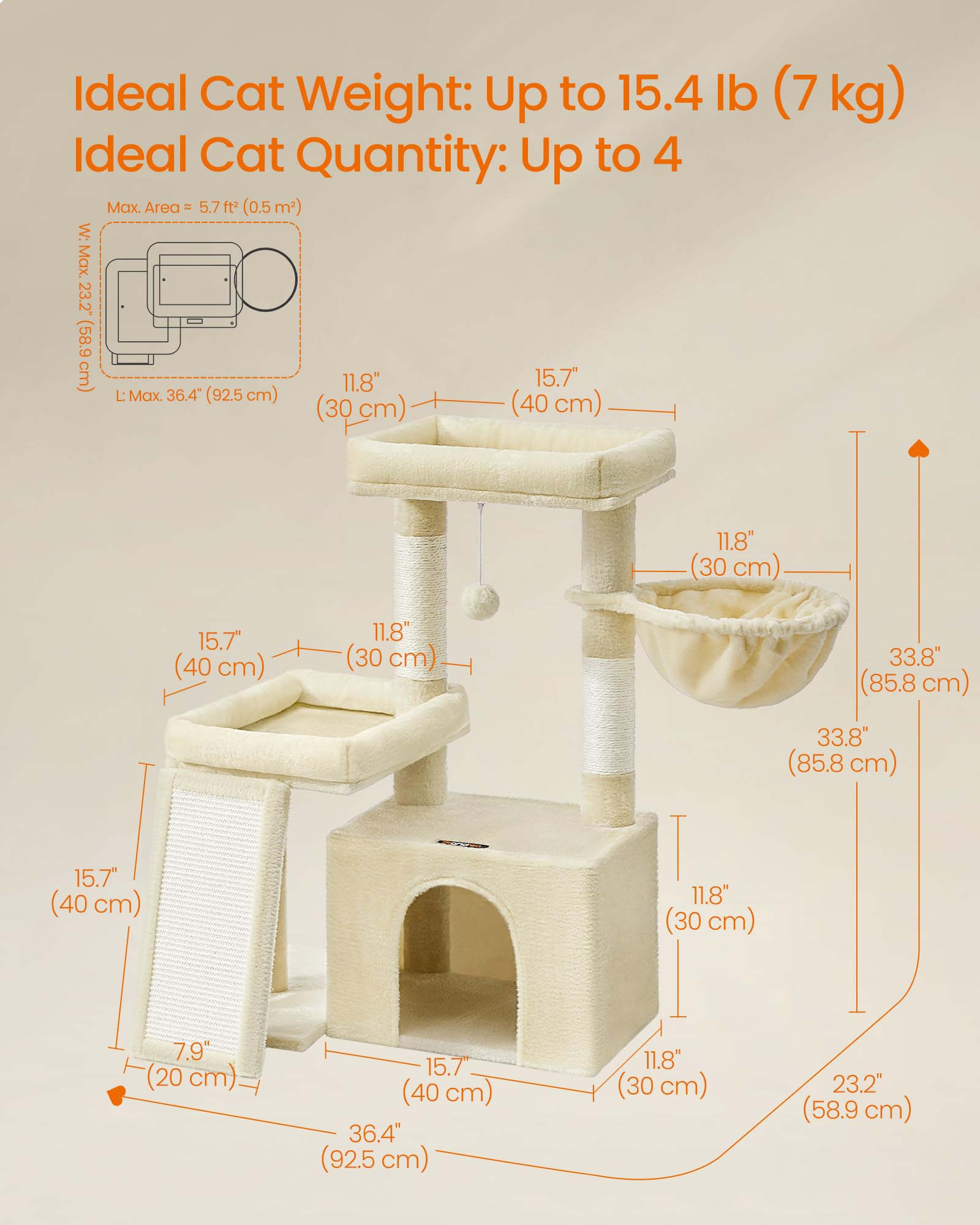Feandrea cat tree basket nook offers a snug resting spot