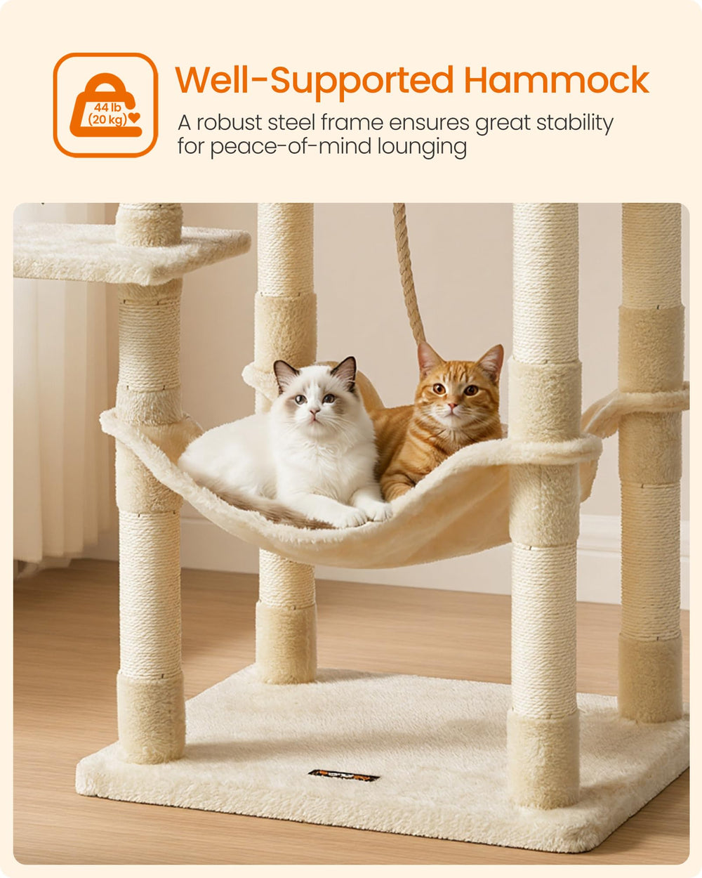 Feandrea Cat Tree with pompoms and rope for interactive play