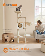 Feandrea cat tree cave den provides a snug hideaway for cats