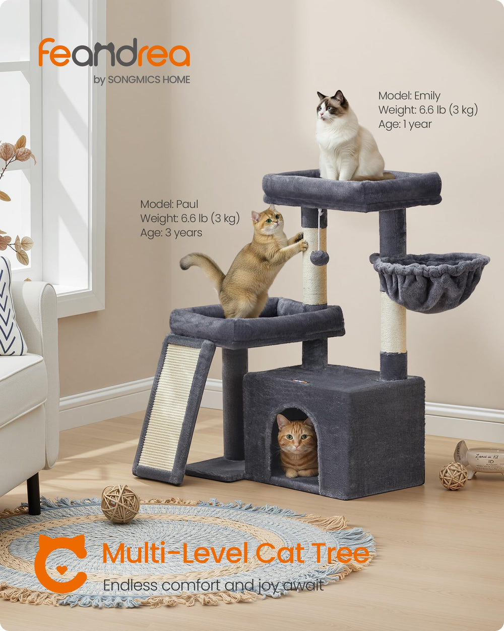 Feandrea cat tree cave offers a cozy hideaway for quiet naps.