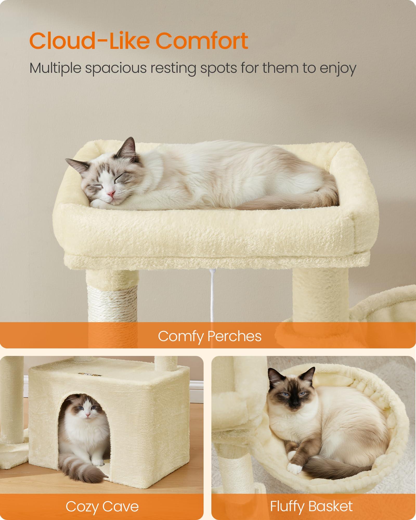 Feandrea cat tree cozy cave provides a private retreat for cats